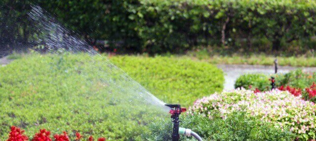 キャンプの焚き火台周囲に散水をして延焼を防ぐ