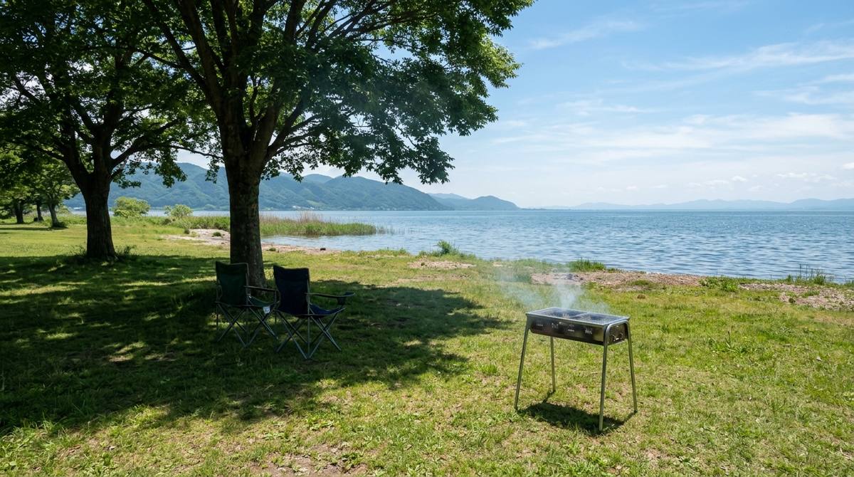 滋賀で無料のデイキャンプ｜予約不要の湖岸緑地でBBQができる場所